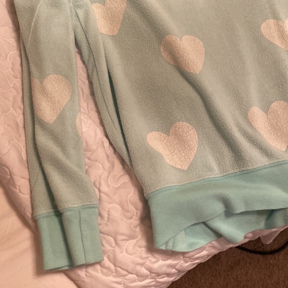 Wildfox sweatshirt in faded teal with white hearts size XS - Picture 3 of 3